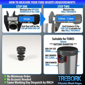 10mm black round round end caps 1 - Trebork