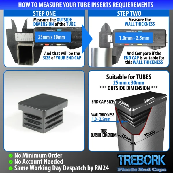 25x30mm end caps - Trebork