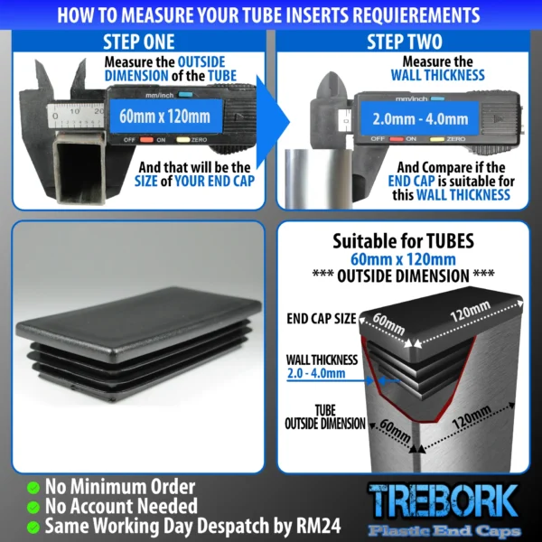 60x120mm end caps - Trebork